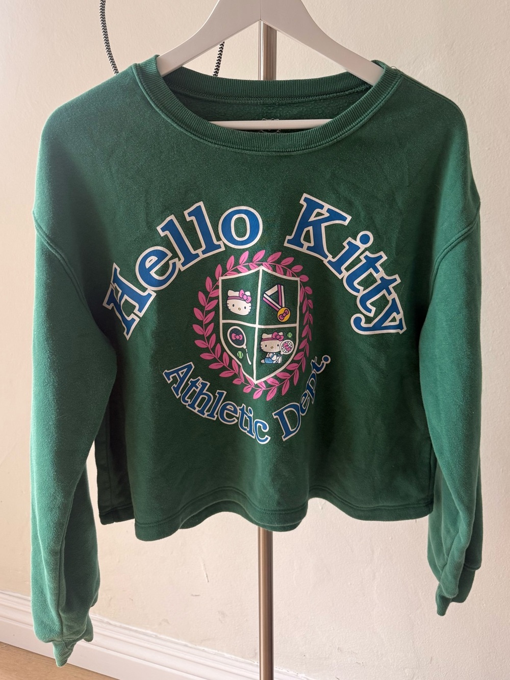 Hello Kitty Green Pullover Sweatshirt with Athletic Dept Tennis
